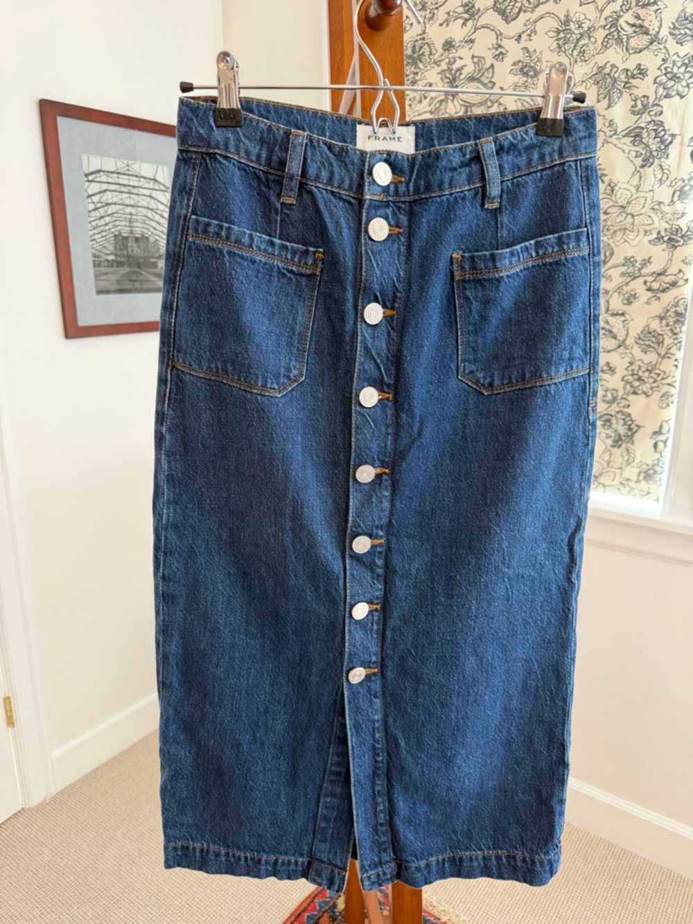 Frame Denim Dark Blue Button-Front Straight-Leg Jeans